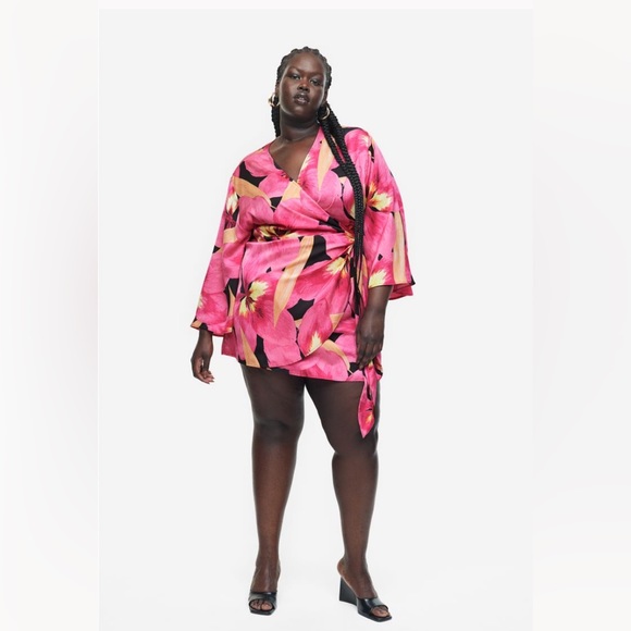 H&M SATIN WRAP FRONT DRESS - Picture 2 of 5